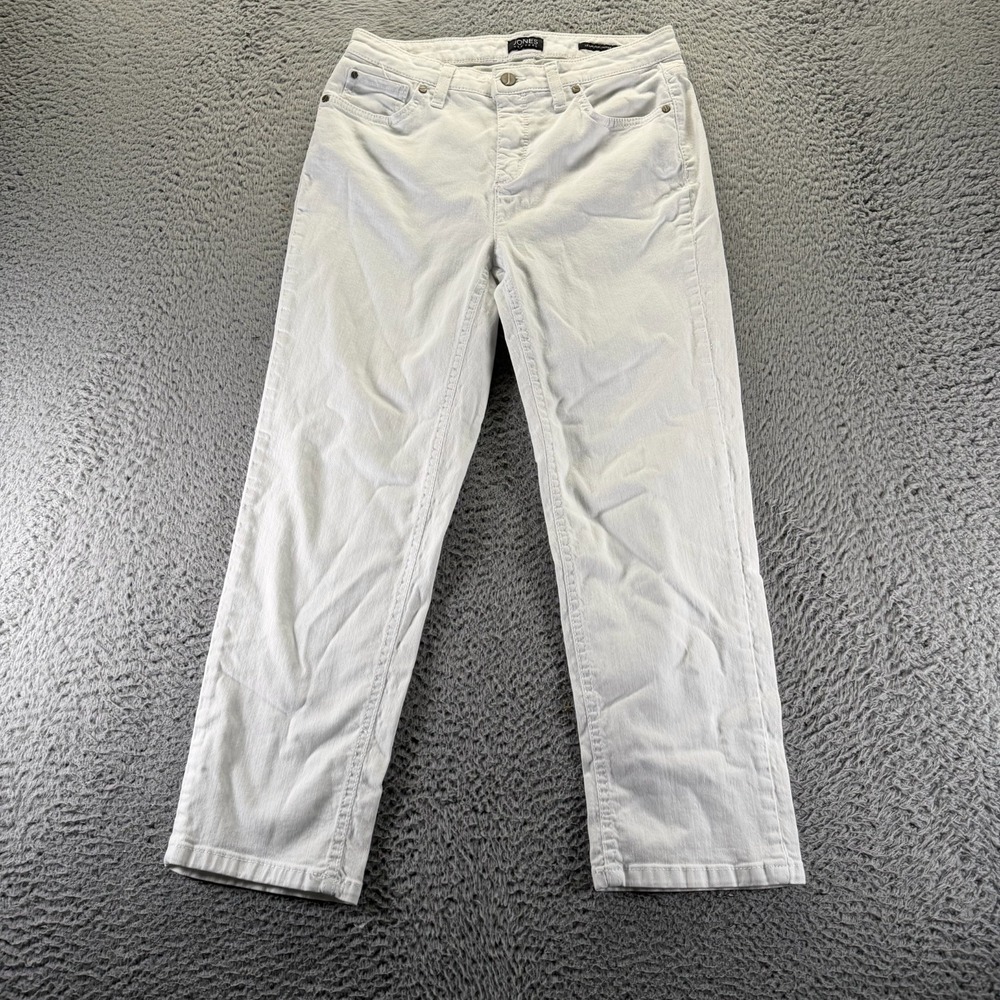 Jones New York Lexington Jeans Women 8 White Cotton Denim Capri Straight Stretch